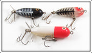 Vintage Heddon Tiny Torpedo & Baby Torpedo Lure Lot Of Three