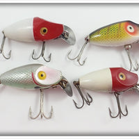 Heddon Lot Of Four Midgit Digits: Perch, Red/White & Shad