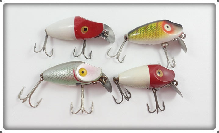 Heddon Lot Of Four Midgit Digits: Perch, Red/White & Shad