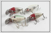 Heddon Lot Of Four Midgit Digits: Perch, Red/White & Shad