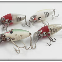 Heddon Lot Of Four Midgit Digits: Perch, Red/White & Shad