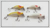 Heddon Tiny Runt Lot Of Four: Yellow Shore & White Shore