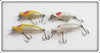 Heddon Tiny Runt Lot Of Four: Yellow Shore & White Shore