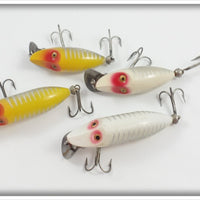 Heddon Tiny Runt Lot Of Four: Yellow Shore & White Shore