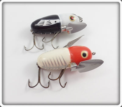 Heddon Plastic Crazy Crawler Pair: Black/White & Red & White Shore