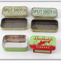 Pflueger & Shurkatch Split Shot Tin Lot Of Three