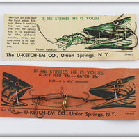 Vintage U-Ketch-Em Live Frog & Live Minnow Hook Pair On Cards 