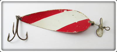 Vintage Unknown Large Curved Red & White Spoon Lure