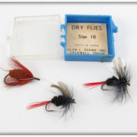 Vintage Glen L Evans Inc Dry Flies In Case 