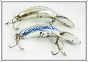 Vintage Heddon Nickel Plate Chrome Tadpolly Spook Lure Pair 