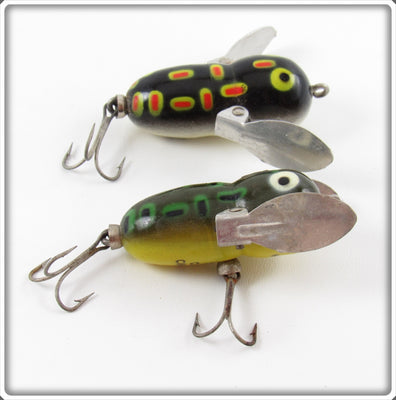 Vintage Heddon Black Frog & Bullfrog Tiny Crazy Crawler Pair 