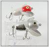 Heddon Silver Shore & Red/White Shore Tiny Crazy Crawler Pair