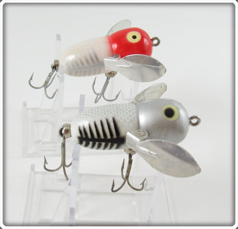 Heddon Silver Shore & Red/White Shore Tiny Crazy Crawler Pair