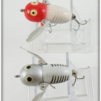 Heddon Silver Shore & Red/White Shore Tiny Crazy Crawler Pair