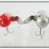 Heddon Silver Shore & Red/White Shore Tiny Crazy Crawler Pair