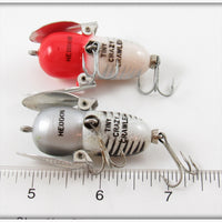 Heddon Silver Shore & Red/White Shore Tiny Crazy Crawler Pair