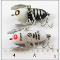 Heddon Mouse & Black White Head Tiny Crazy Crawler Pair