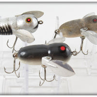 Heddon Silver Shore & Mouse Tiny Crazy Crawler Lot Of Three