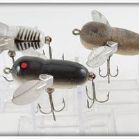 Heddon Silver Shore & Mouse Tiny Crazy Crawler Lot Of Three