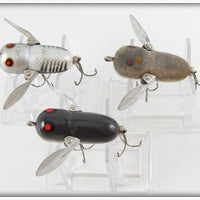 Heddon Silver Shore & Mouse Tiny Crazy Crawler Lot Of Three