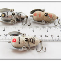 Heddon Silver Shore & Mouse Tiny Crazy Crawler Lot Of Three