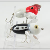 Heddon Red/White Shore & Black White Head Tiny Crazy Crawler Lure Pair