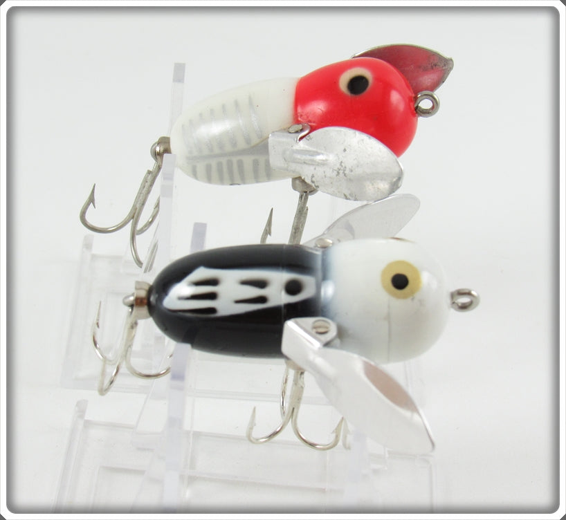 Heddon Red/White Shore & Black White Head Tiny Crazy Crawler Lure Pair