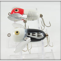 Heddon Red/White Shore & Black White Head Tiny Crazy Crawler Pair