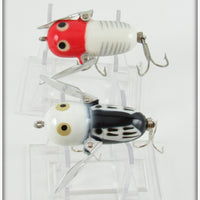 Heddon Red/White Shore & Black White Head Tiny Crazy Crawler Pair