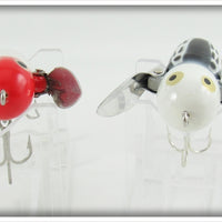 Heddon Red/White Shore & Black White Head Tiny Crazy Crawler Pair