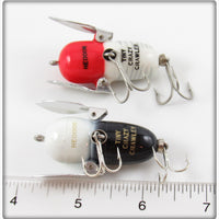 Heddon Red/White Shore & Black White Head Tiny Crazy Crawler Pair