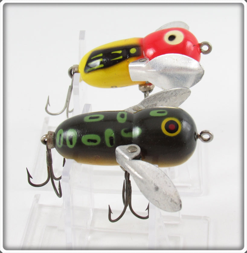Heddon Yellow Red Head & Bullfrog Tiny Crazy Crawler Pair