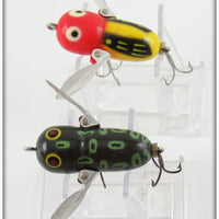Heddon Yellow Red Head & Bullfrog Tiny Crazy Crawler Pair