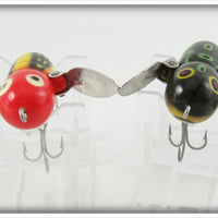 Heddon Yellow Red Head & Bullfrog Tiny Crazy Crawler Pair