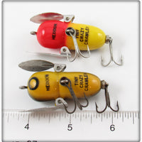 Heddon Yellow Red Head & Bullfrog Tiny Crazy Crawler Pair