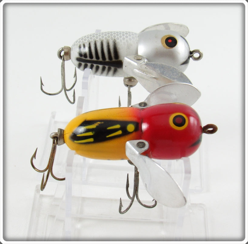 Heddon Silver Shore & Yellow Red Head Tiny Crazy Crawler Pair 