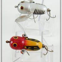 Heddon Silver Shore & Yellow Red Head Tiny Crazy Crawler Pair