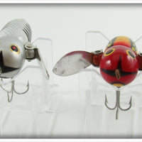 Heddon Silver Shore & Yellow Red Head Tiny Crazy Crawler Pair