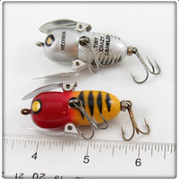 Heddon Silver Shore & Yellow Red Head Tiny Crazy Crawler Pair