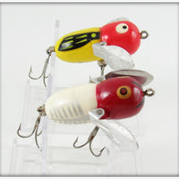 Heddon Yellow Red Head & Red/White Shore Tiny Crazy Crawler Lure Pair