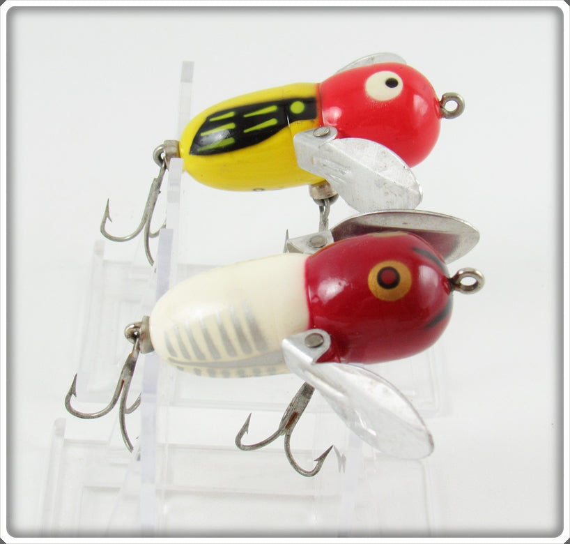 Heddon Yellow Red Head & Red/White Shore Tiny Crazy Crawler Lure Pair