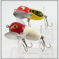 Heddon Yellow Red Head & Red/White Shore Tiny Crazy Crawler Pair