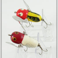 Heddon Yellow Red Head & Red/White Shore Tiny Crazy Crawler Pair