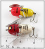 Heddon Yellow Red Head & Red/White Shore Tiny Crazy Crawler Pair