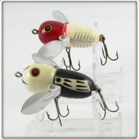 Heddon Red/White Shore & Black White Head Tiny Crazy Crawler Pair
