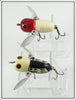 Heddon Red/White Shore & Black White Head Tiny Crazy Crawler Pair