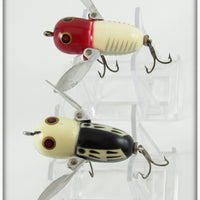 Heddon Red/White Shore & Black White Head Tiny Crazy Crawler Pair
