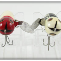 Heddon Red/White Shore & Black White Head Tiny Crazy Crawler Pair