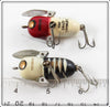 Heddon Red/White Shore & Black White Head Tiny Crazy Crawler Pair
