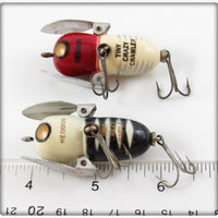 Heddon Red/White Shore & Black White Head Tiny Crazy Crawler Pair
